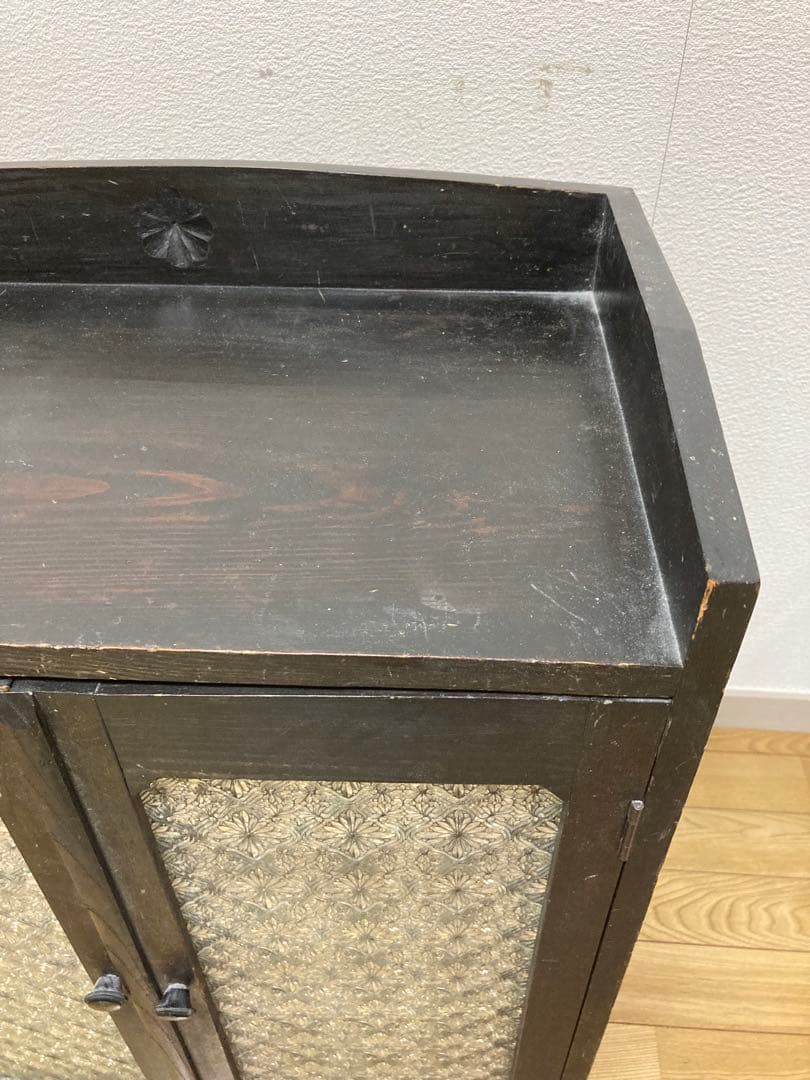 ヴィンテージ 木製本棚 ガラスキャビネット 食器棚 古家具 収納