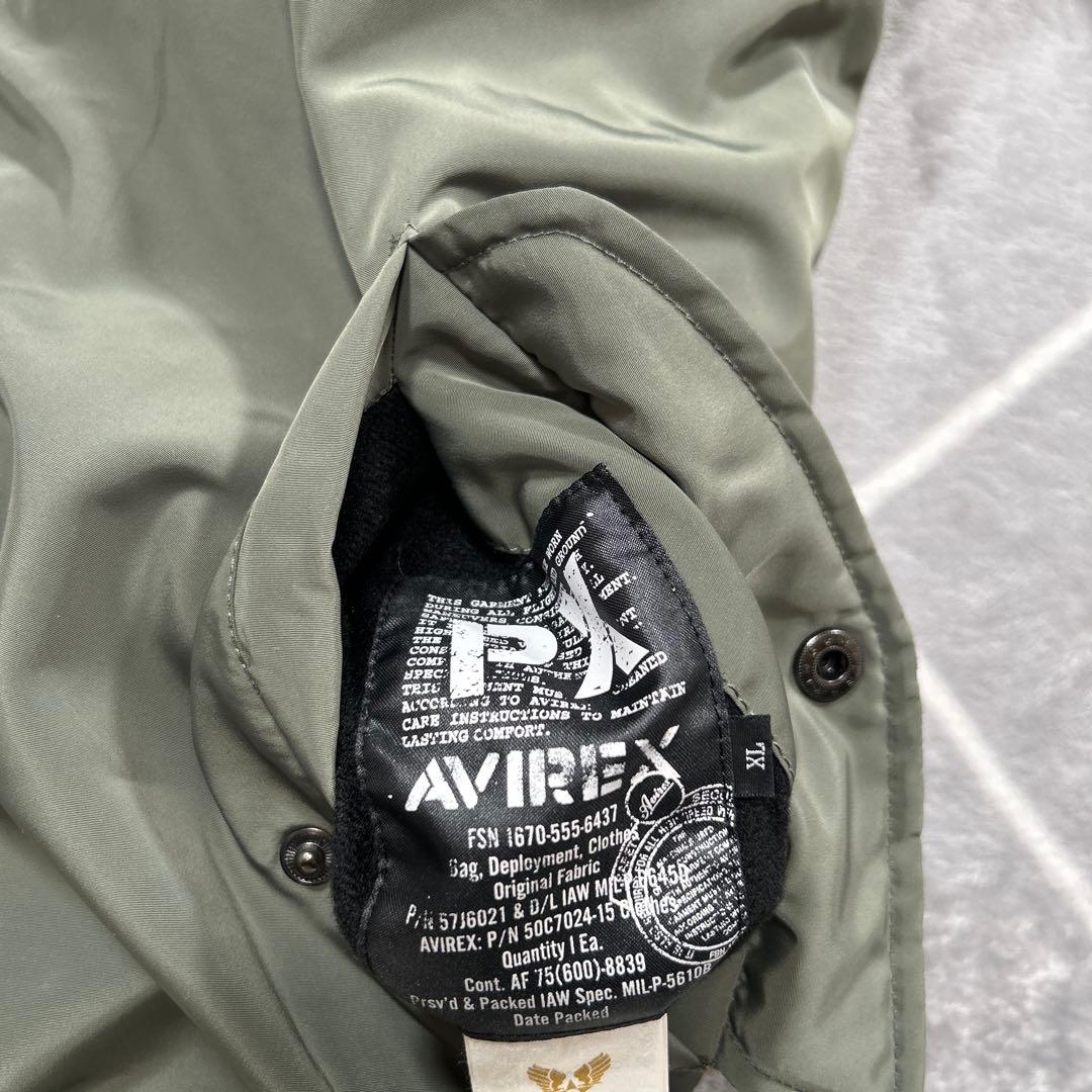 【☆幻のXL☆】破格AVIREX フライトジャケット XL カーキ バックロゴ