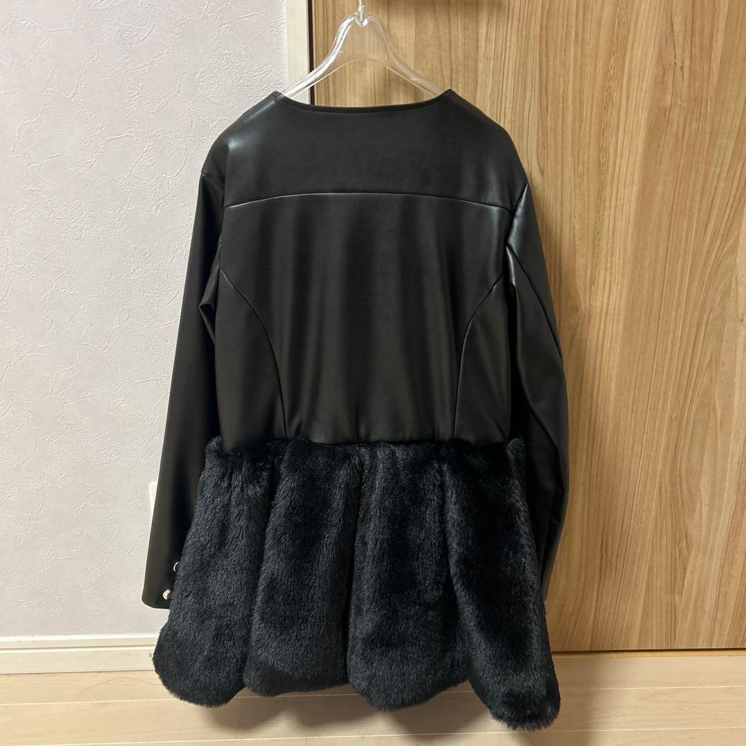 Narcissus レザージャケット ファー コート 黒 ブラック