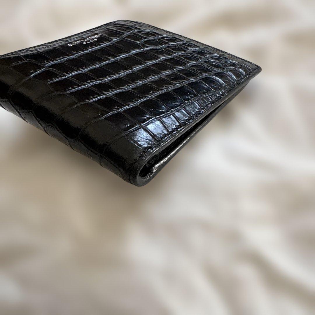 人気✨サンローラン　SAINT LAURENT 財布　クロコ型押し　二つ折財布