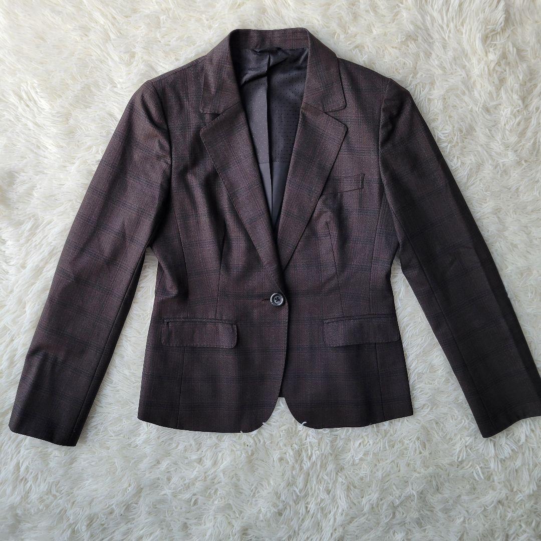 エヌラインプレシャス☆スーツ 3点セット ブラウン チェック 11号 近年モデル
