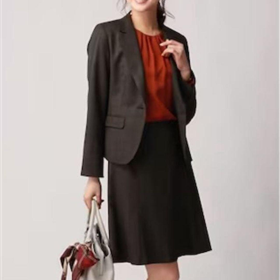 エヌラインプレシャス☆スーツ 3点セット ブラウン チェック 11号 近年モデル