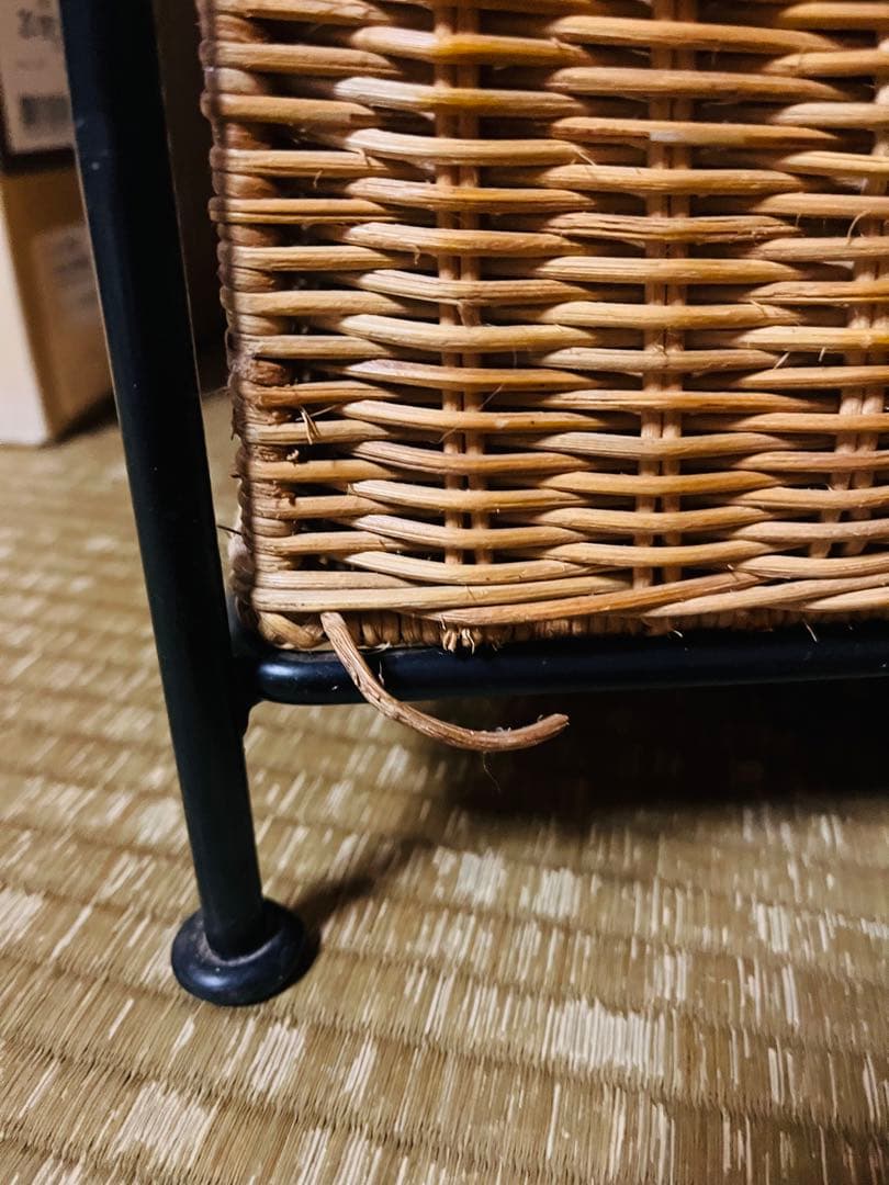 レトロ可愛いラタンチェスト 収納棚 籐家具 アイアンフレーム