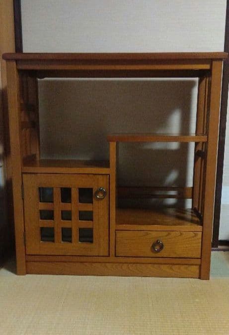 木製オープンシェルフ 引き出し付き　飾り棚