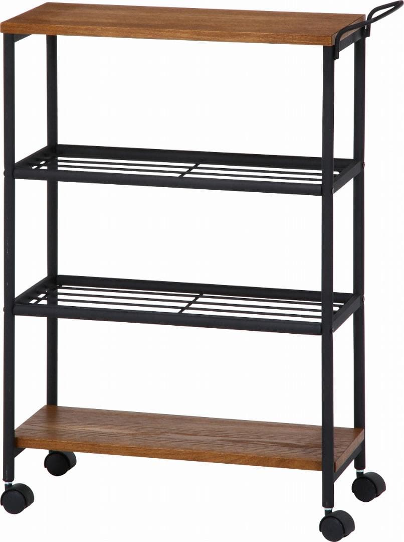 ワゴン ブラックアイアン×天然木 スタイリッシュ