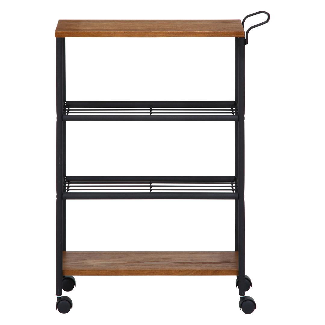 ワゴン ブラックアイアン×天然木 スタイリッシュ