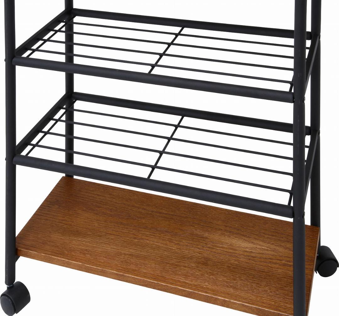 ワゴン ブラックアイアン×天然木 スタイリッシュ