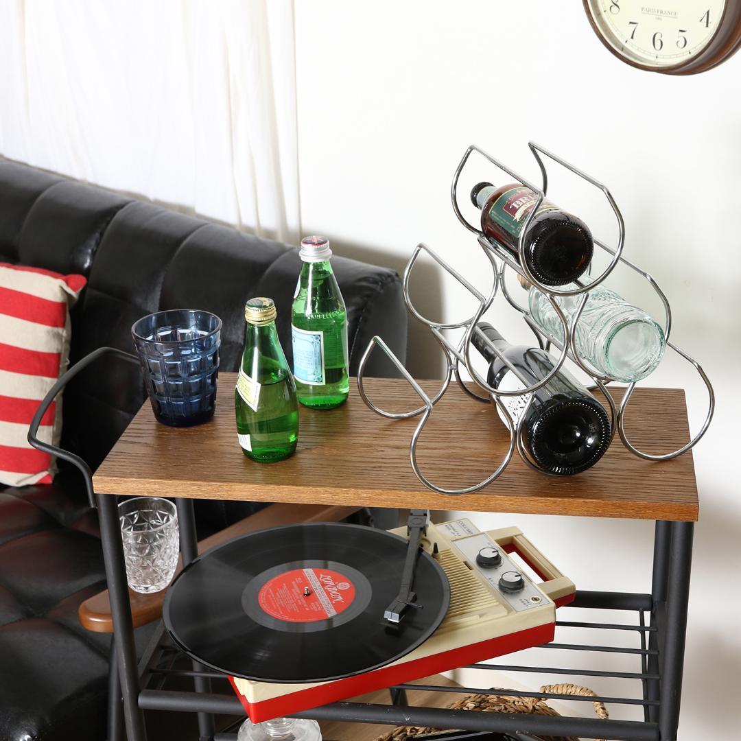 ワゴン ブラックアイアン×天然木 スタイリッシュ