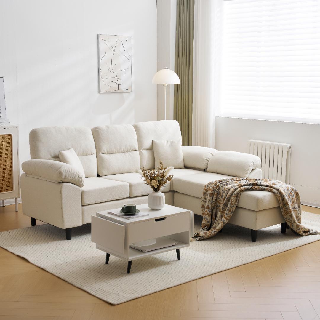 10％OFF！2-5人掛け L字 ソファ ソファーセットローソファー ホワイト