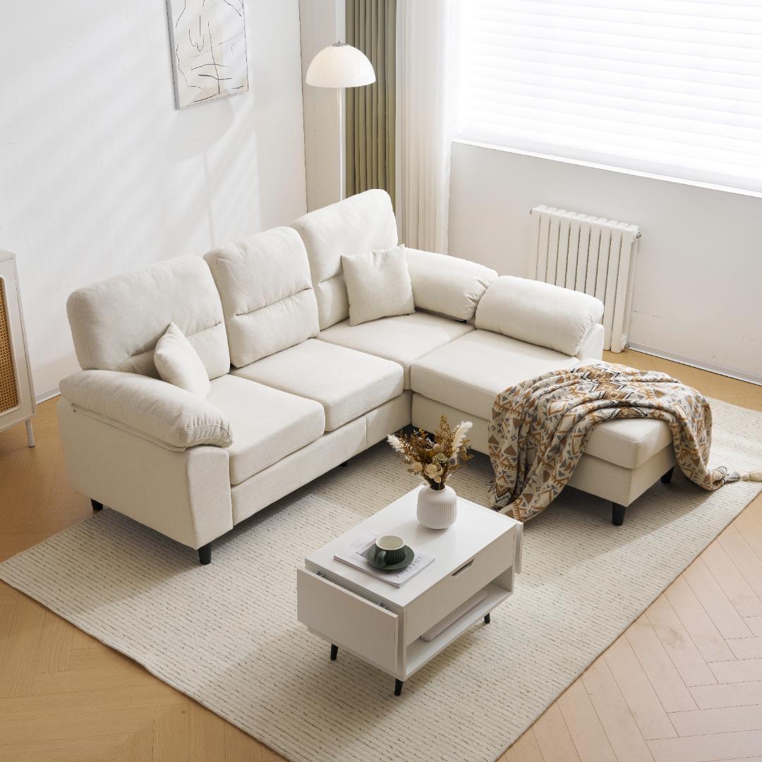 10％OFF！2-5人掛け L字 ソファ ソファーセットローソファー ホワイト