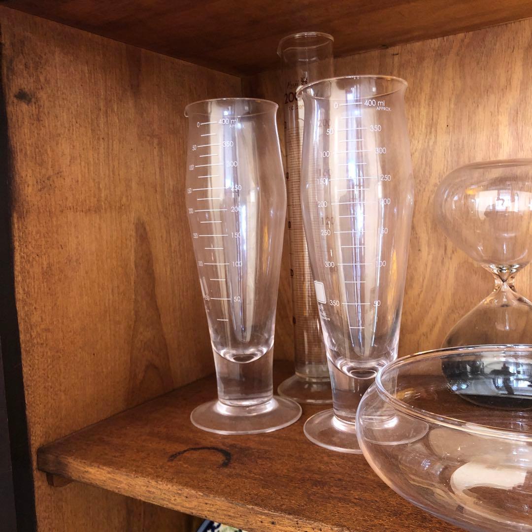 オーク材 洋モダン 【 アンティークキャビネット 】大正ガラス ビンテージ家具