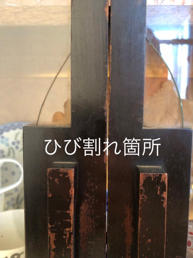 オーク材 洋モダン 【 アンティークキャビネット 】大正ガラス ビンテージ家具