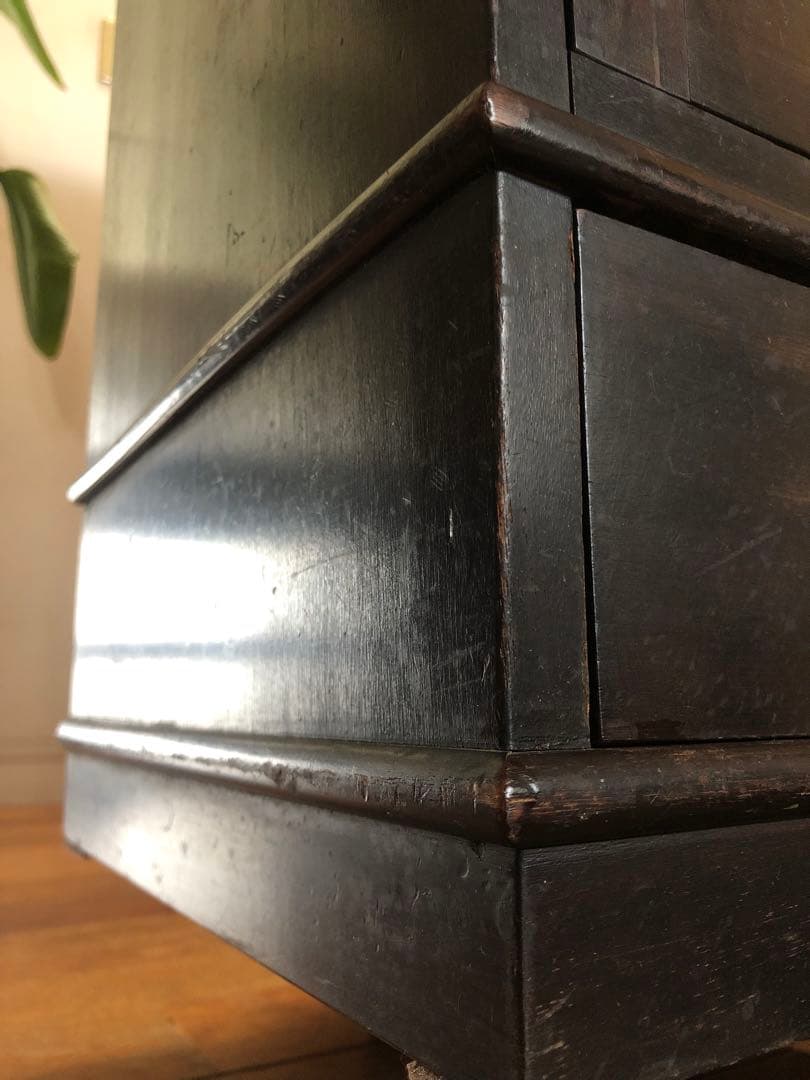 オーク材 洋モダン 【 アンティークキャビネット 】大正ガラス ビンテージ家具