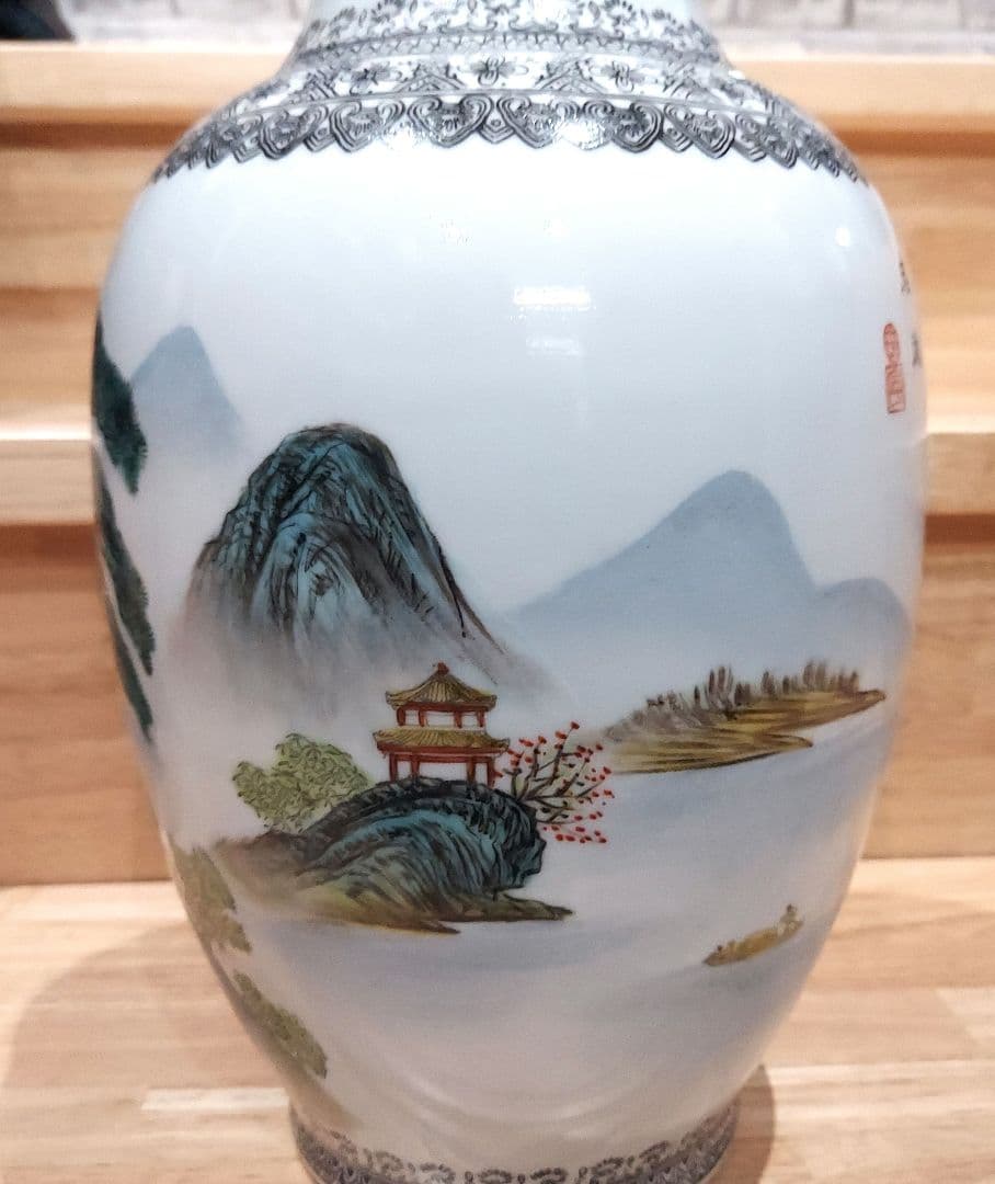 景徳鎮製　中国　花瓶　置物　大きい