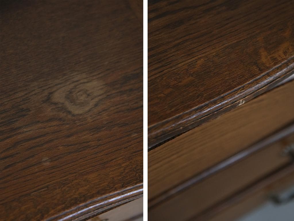 フランスアンティーク猫脚3杯ドロワー/木製チェスト/タンス/飾り棚(90-152