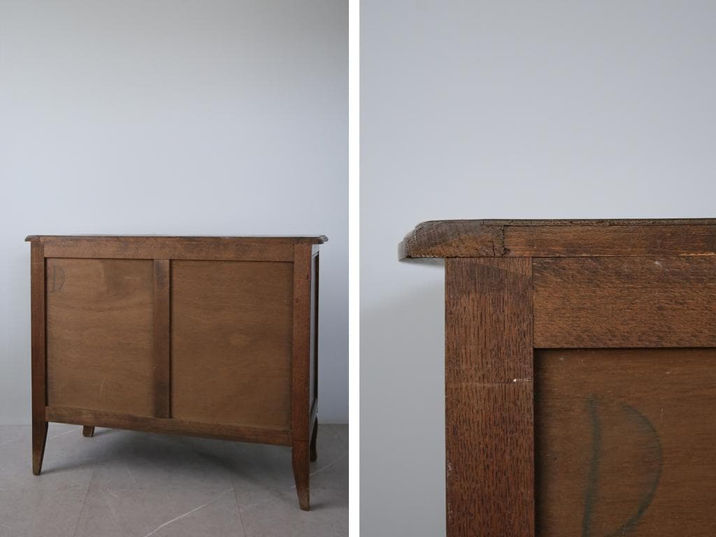 フランスアンティーク猫脚3杯ドロワー/木製チェスト/タンス/飾り棚(90-152