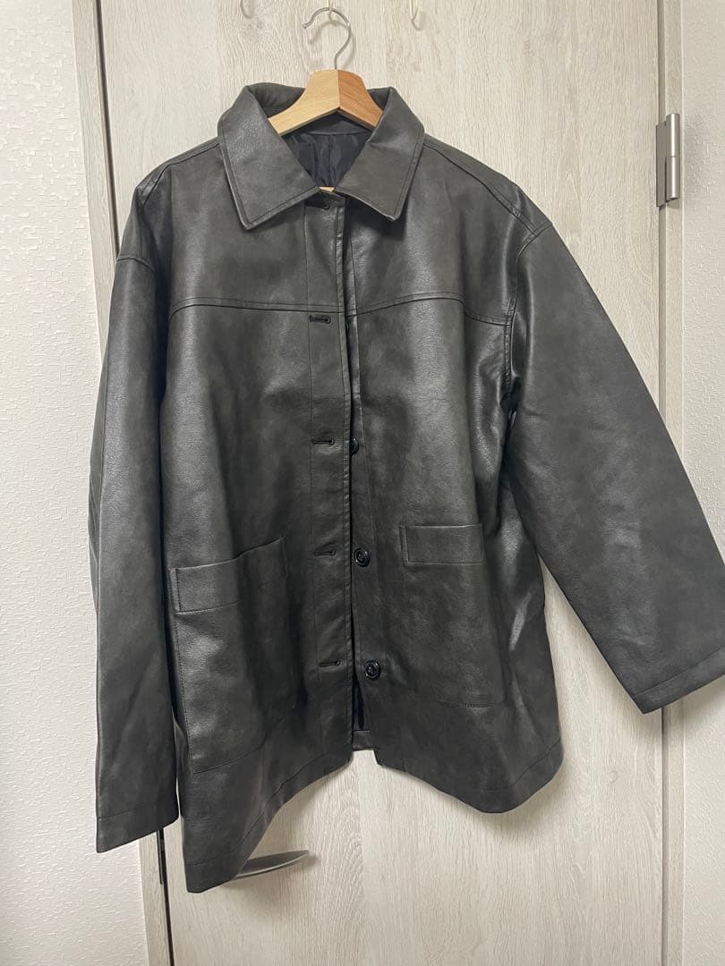 select MOCA ステンカラーフェイクレザージャケット ブラック