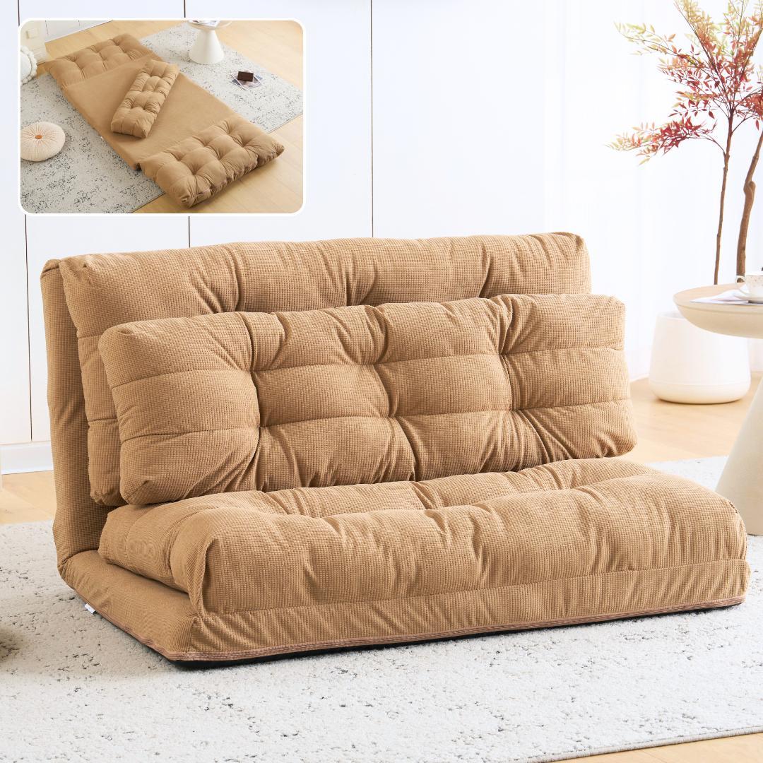 ローソファー 2人掛け ソファベッド 6段階リクライニング 折りたたみ 座椅子