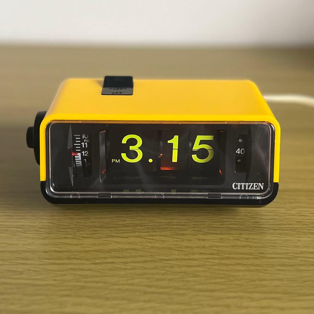 【メンテ済・動作正常】美品CITIZEN パタパタ時計 ハイリーフ・カーチス黄色