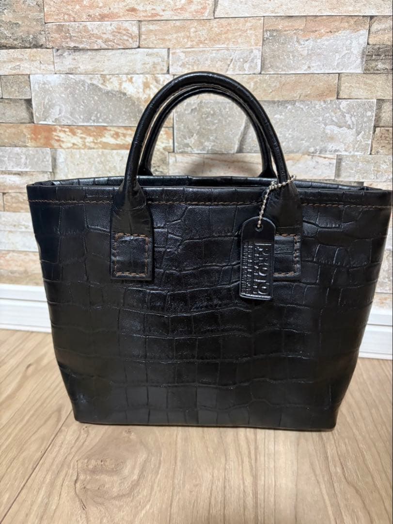 クロコ型押レザーミニトートバッグ　裏地青龍　新品