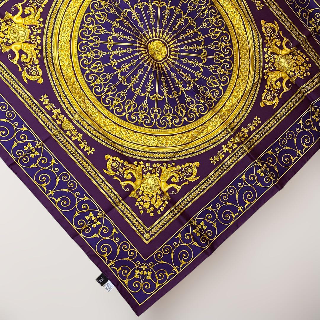 ATELIER VERSACE 大判シルクスカーフ メデューサ バロック柄 紫