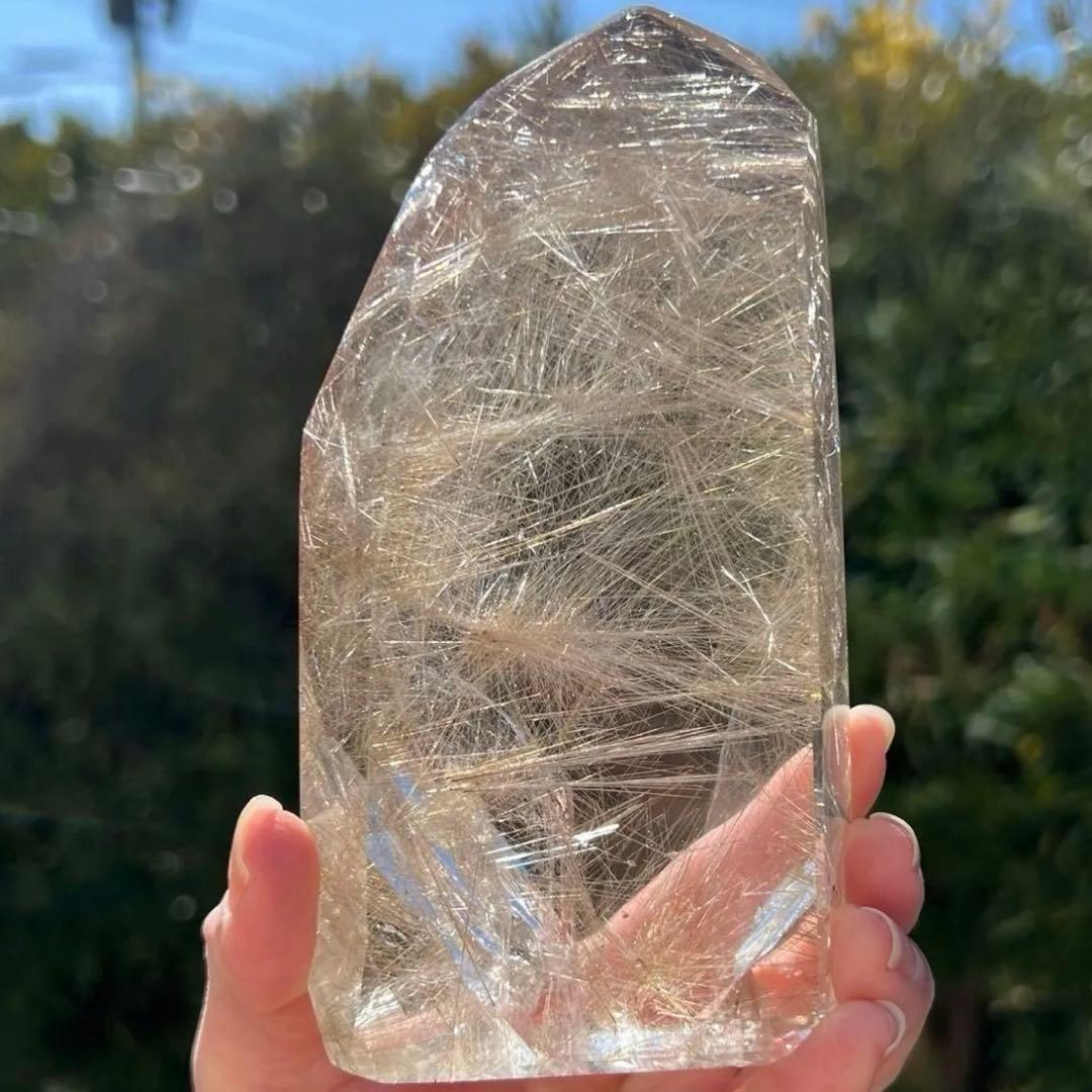 超美宝☆激煌 六角柱☆極上別格品☆プラチナ シルバー ルチルインクォーツ 天然石