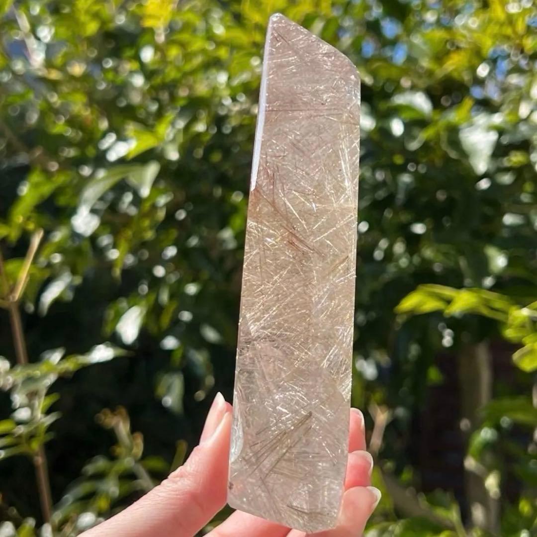 超美宝☆激煌 六角柱☆極上別格品☆プラチナ シルバー ルチルインクォーツ 天然石