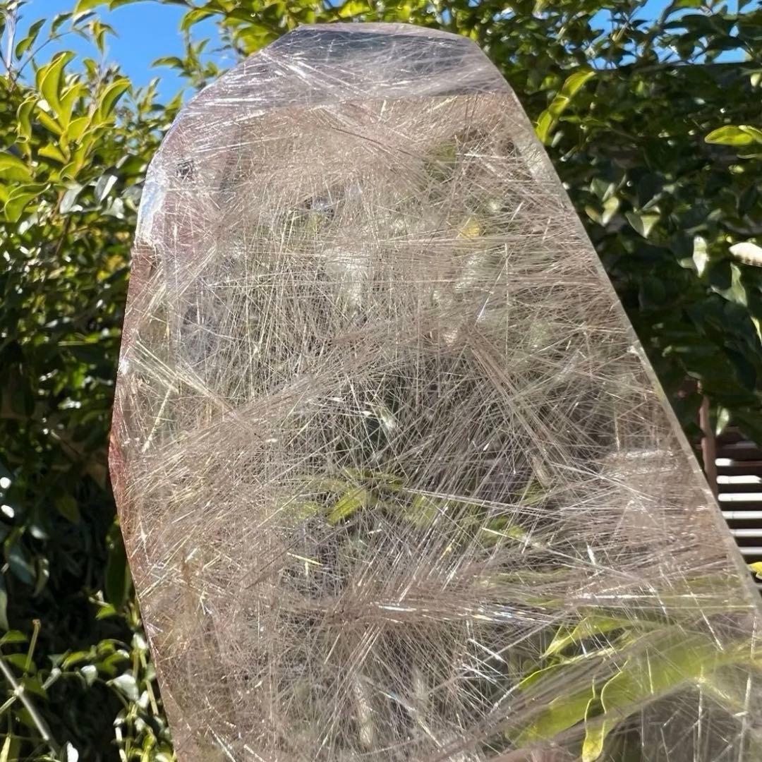 超美宝☆激煌 六角柱☆極上別格品☆プラチナ シルバー ルチルインクォーツ 天然石