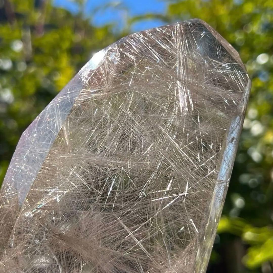 超美宝☆激煌 六角柱☆極上別格品☆プラチナ シルバー ルチルインクォーツ 天然石