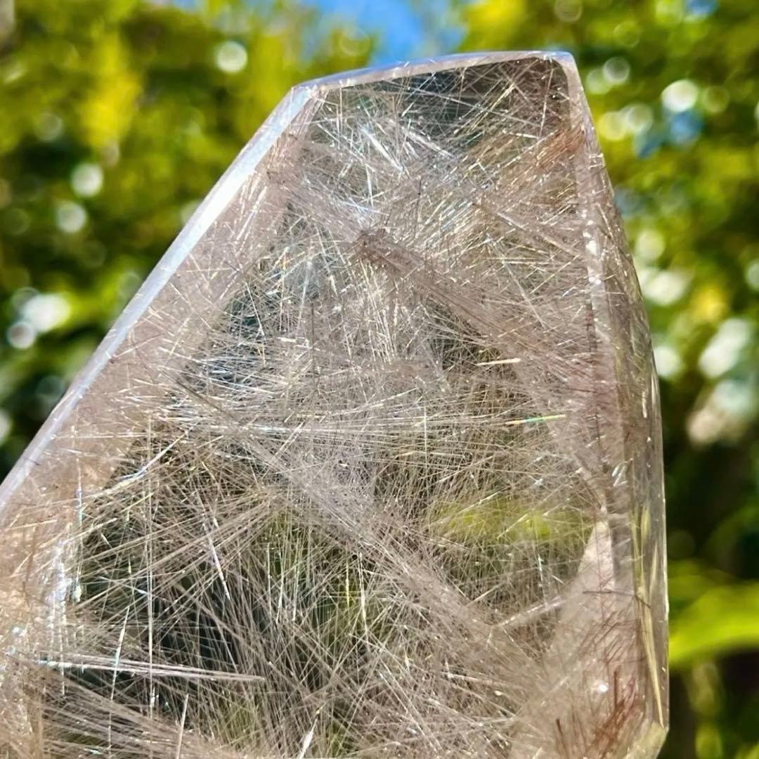 超美宝☆激煌 六角柱☆極上別格品☆プラチナ シルバー ルチルインクォーツ 天然石