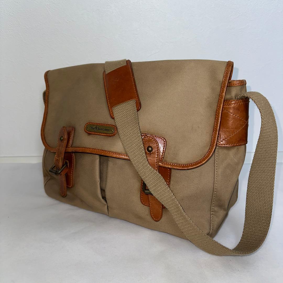 【希少】ポロラルフローレン サファリバッグ メッセンジャー　フラップ ベージュ