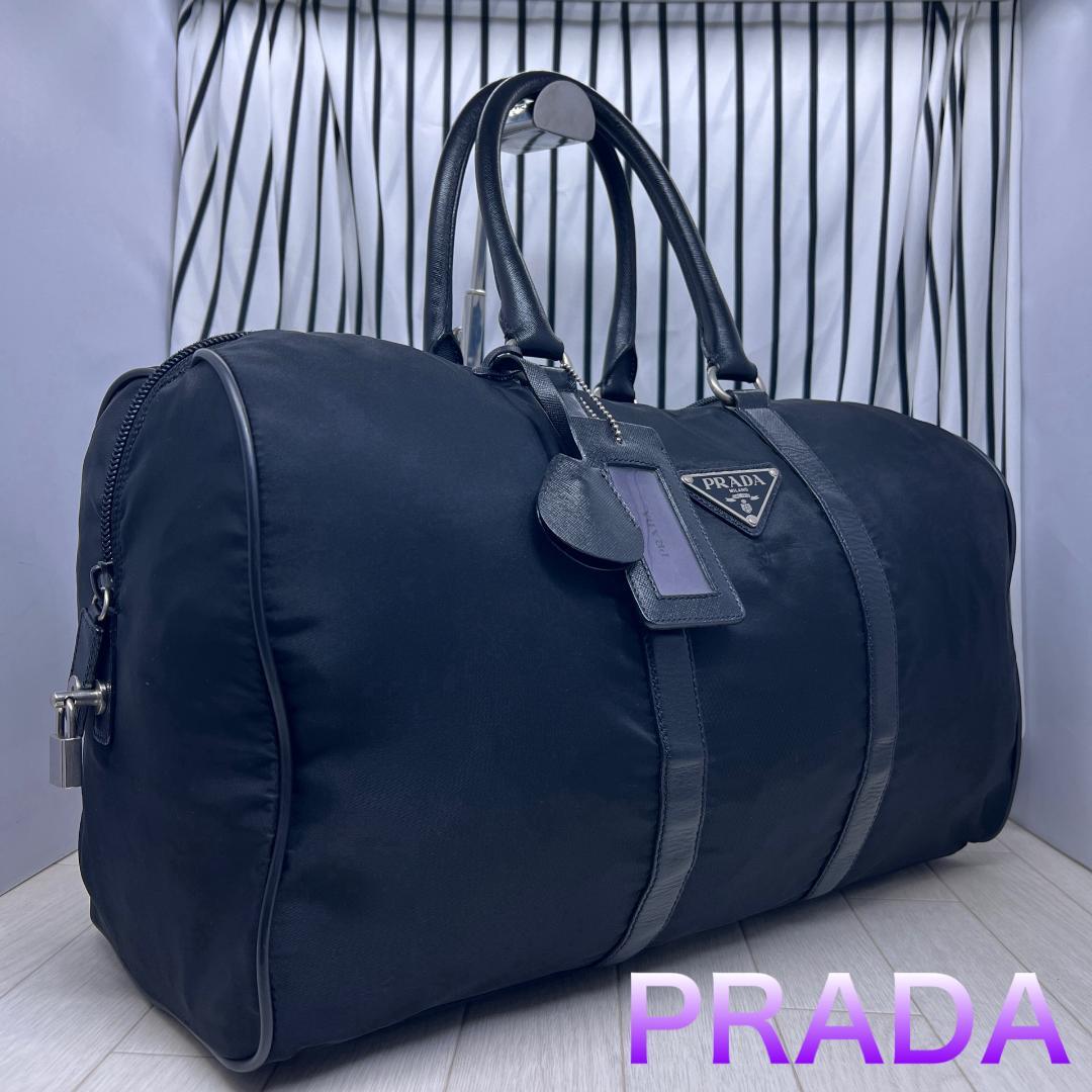 【美品】PRADA×プラダ パドロックボストンバッグ