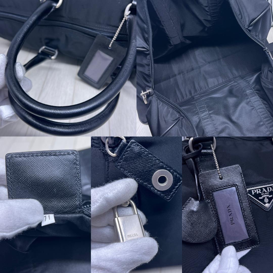 【美品】PRADA×プラダ パドロックボストンバッグ