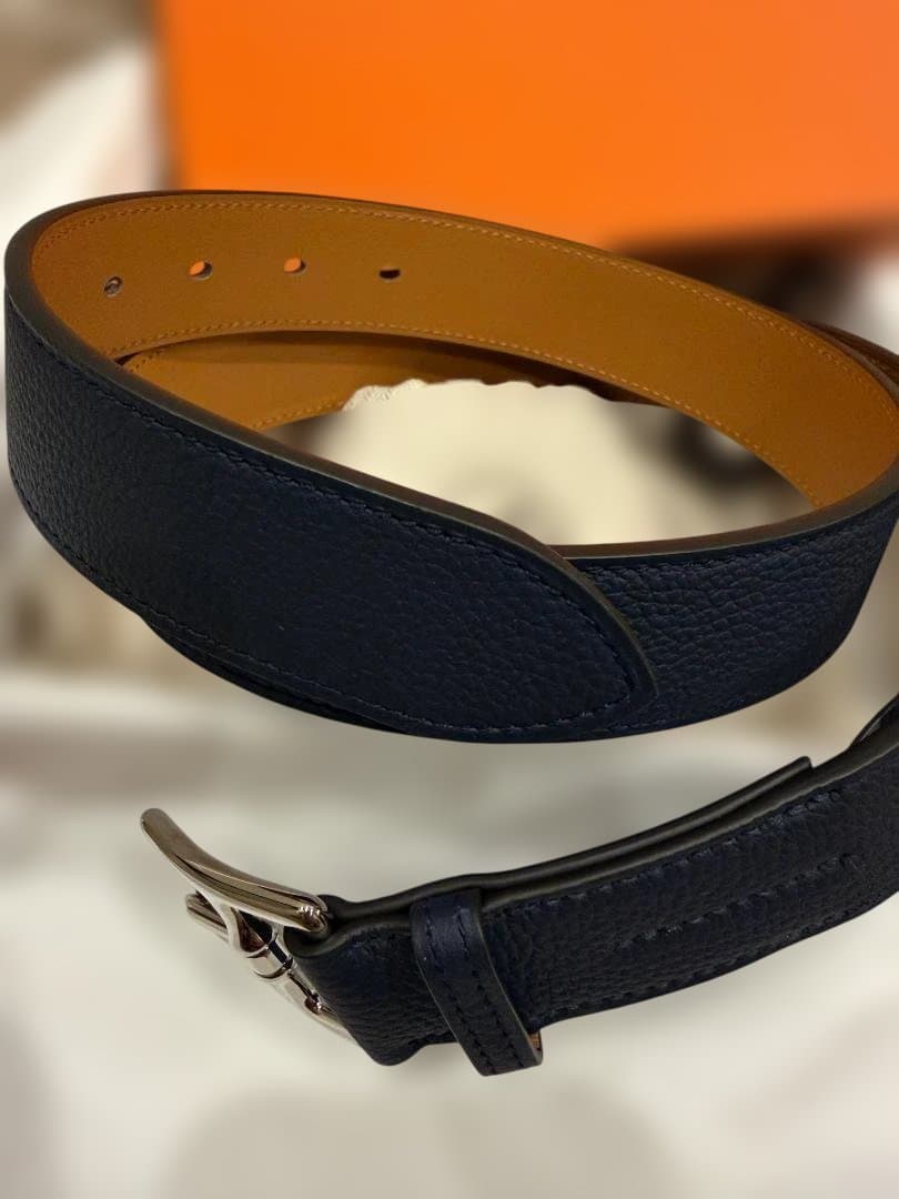 HERMES エルメス　エトリヴィエール BELT ネイビー レザー ベルト