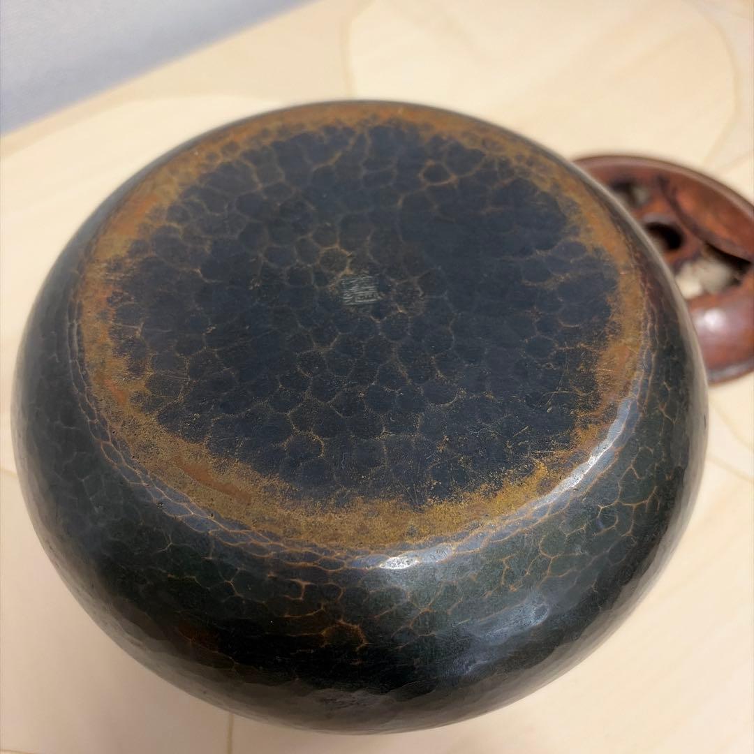 玉川堂製建水　鎚起銅器