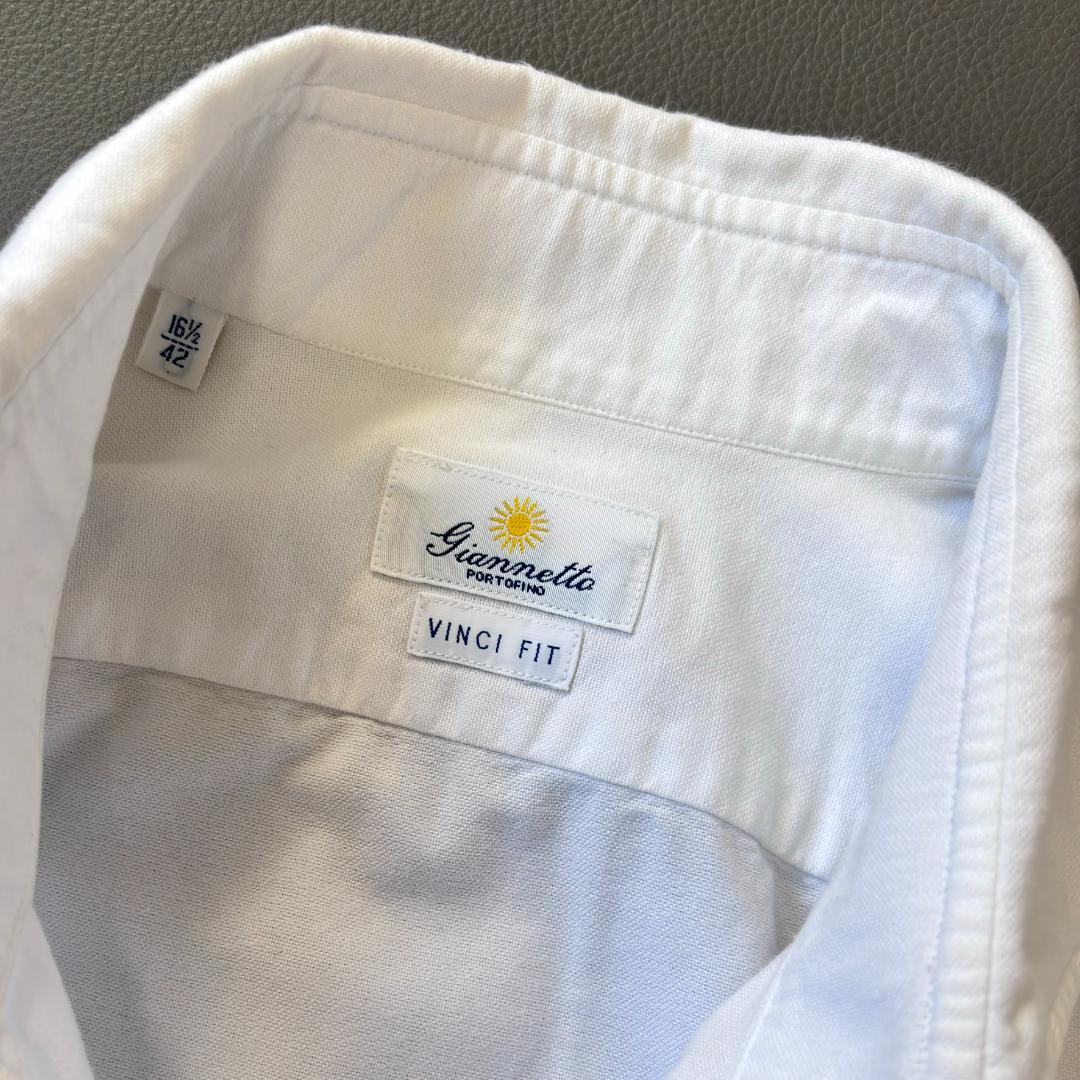 美品ジャンネット vinci fit 長袖 カッタウェイ 太陽 白 42 ua9