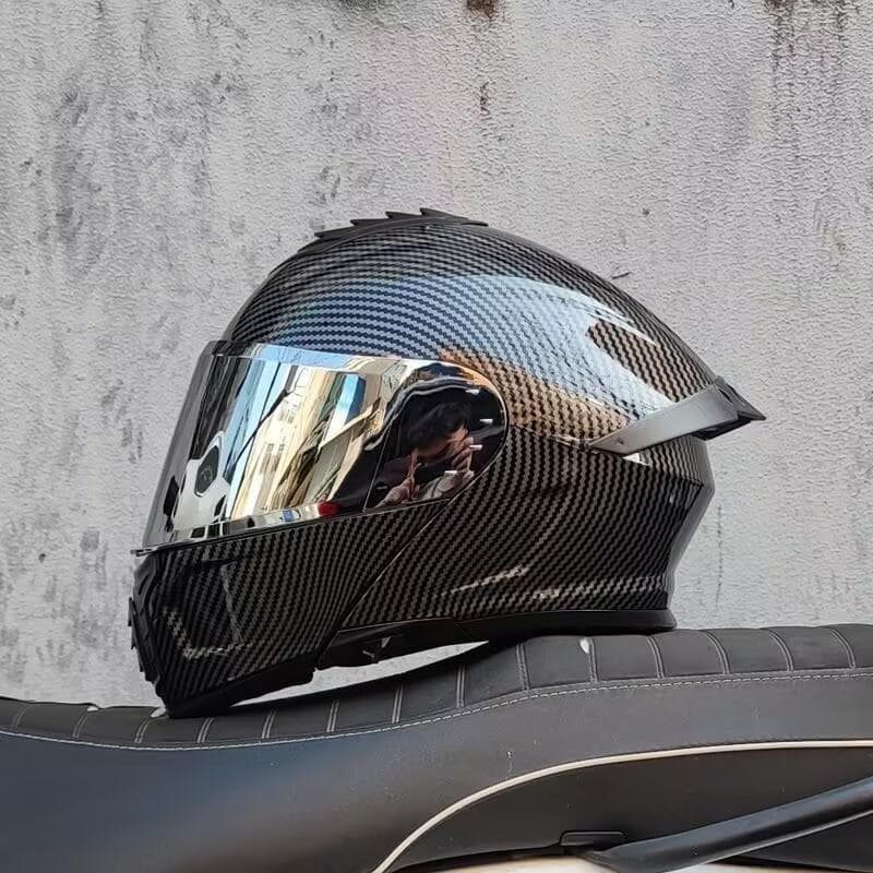 ダブルシールド　フルフェイスヘルメット　カーボン柄　XLサイズ　＋クリア