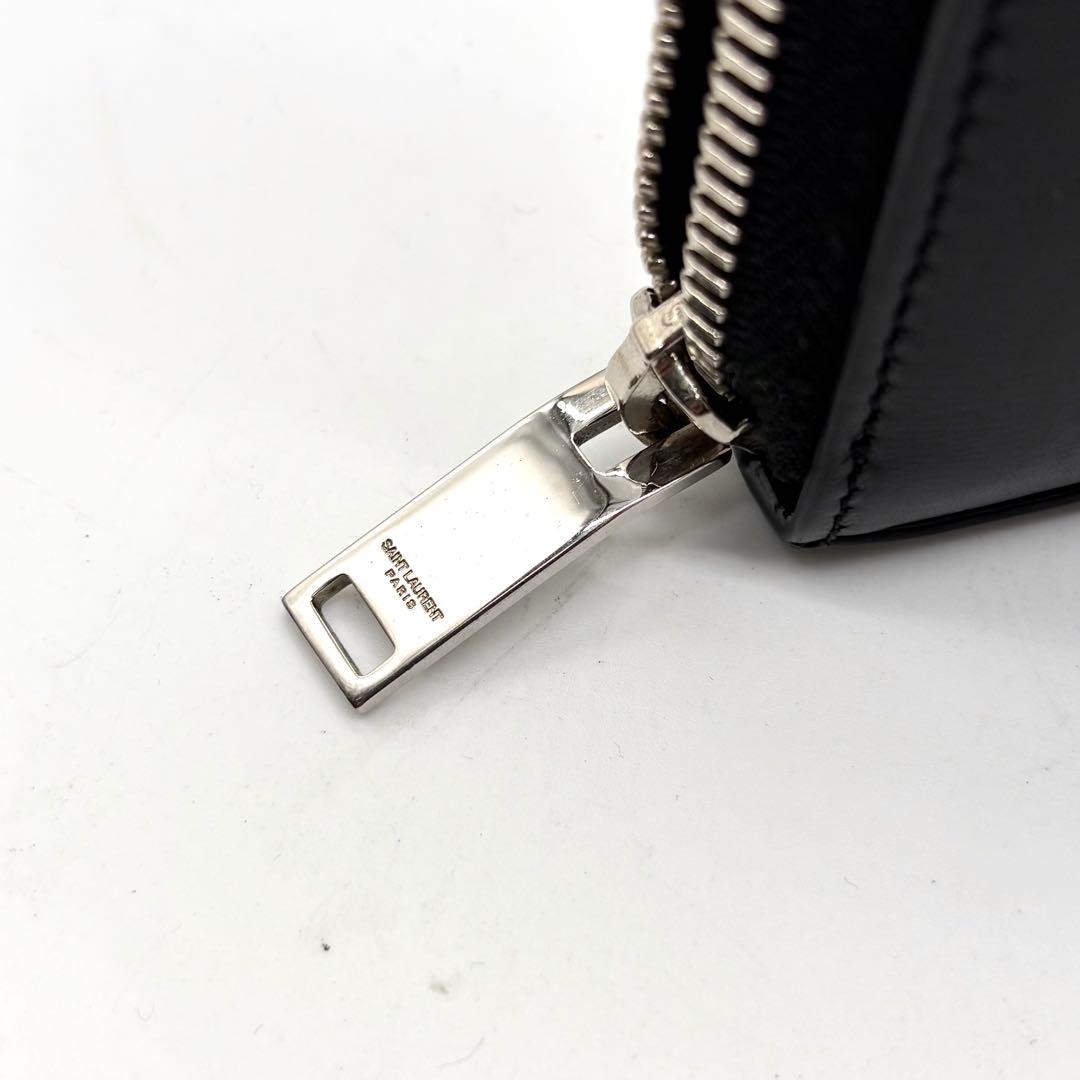 【未使用級】サンローラン 長財布 L字ジップ レザー　ロゴ 付属品完備 ブラック