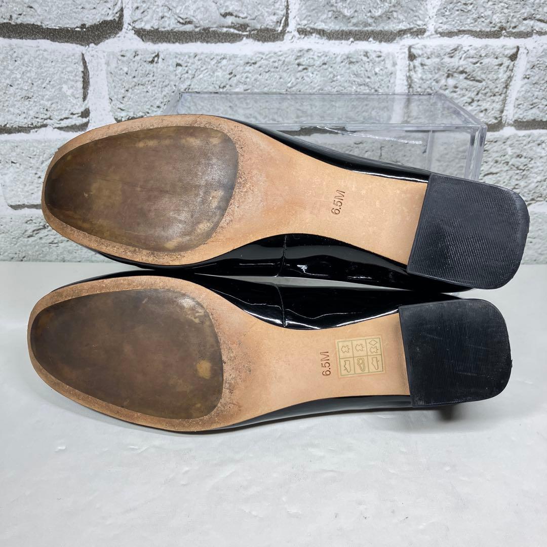 【美品】TORY BURCH パンプス 6.5M 23.5cm 金ロゴ エナメル