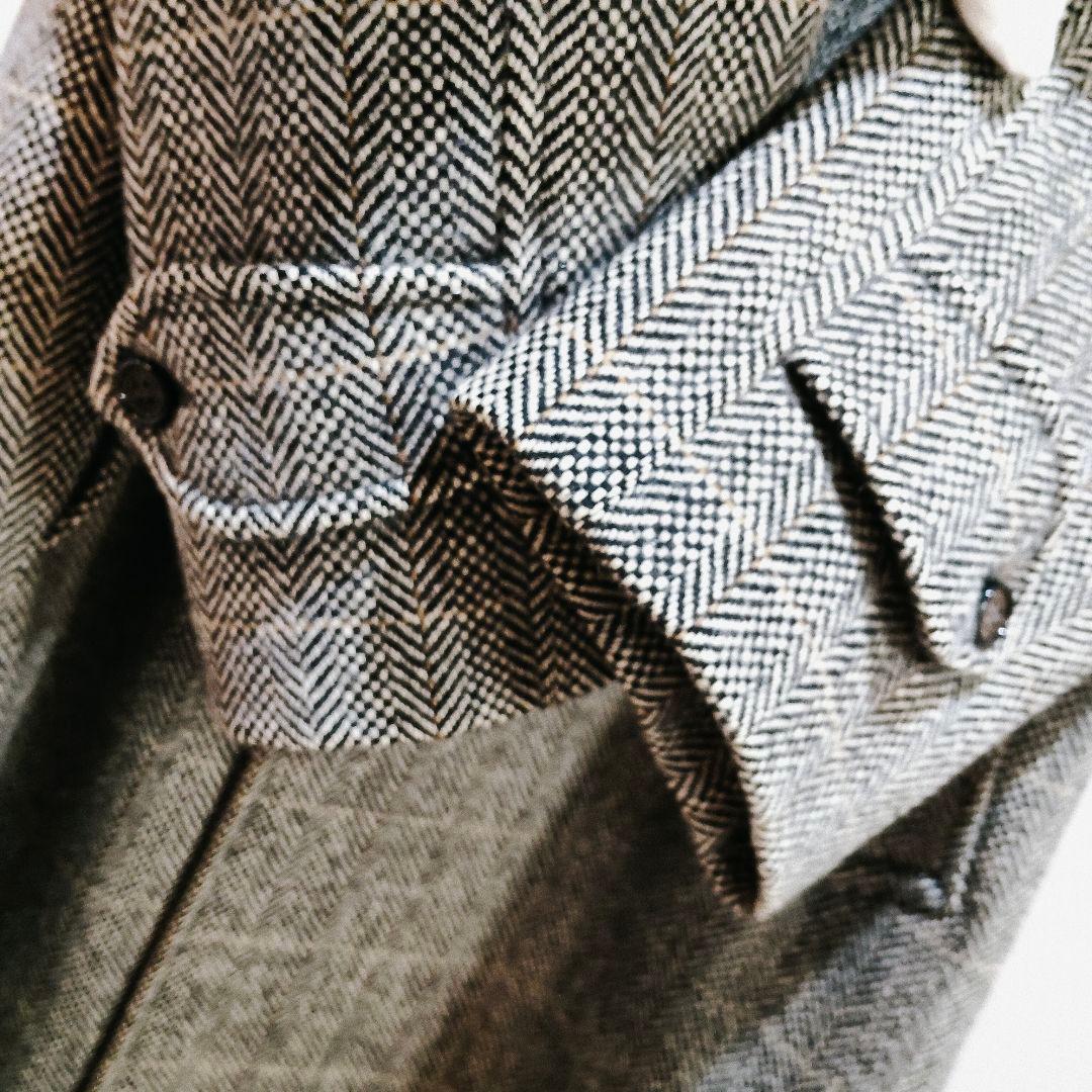 美品 バーバリー アルパカ混 モヘア ヘリンボーン コート