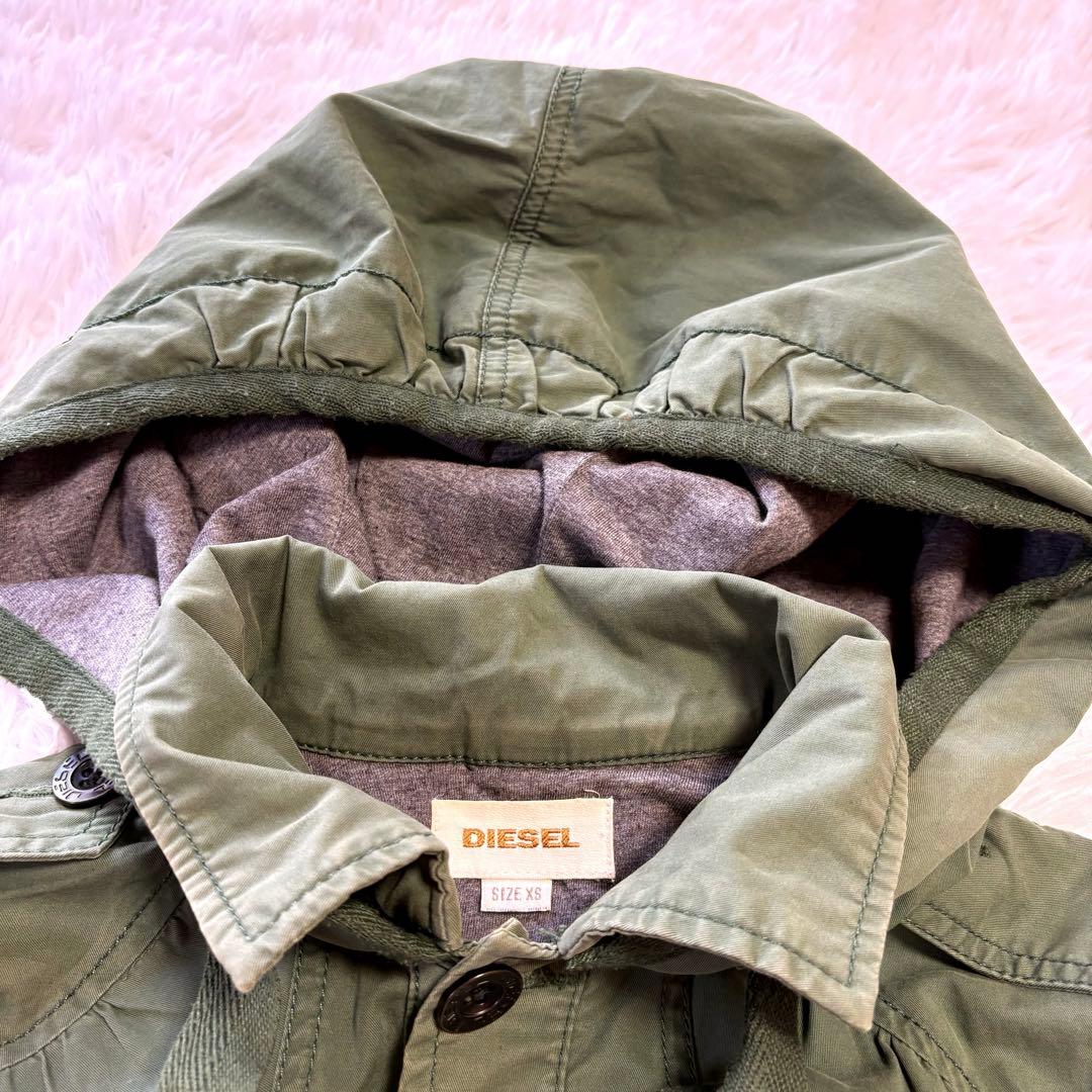 良品✨Y2K ディーゼル ショート丈 フードパーカー カーキ ジャケット