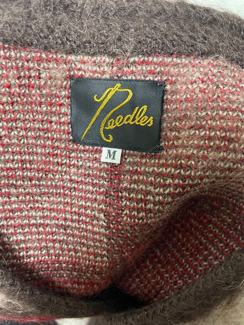 【Needles チェックカーディガン　赤系　サイズM】