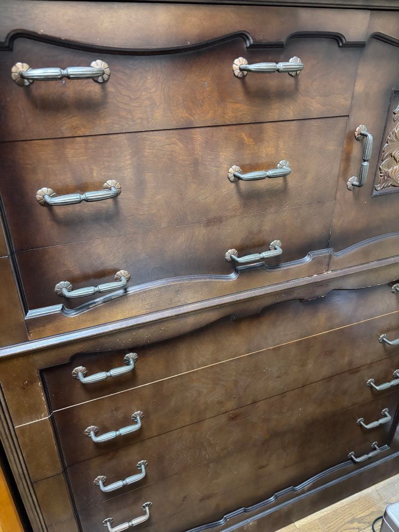 昭和45年頃購入 木製ダークブラウンタンス 引き出し7段