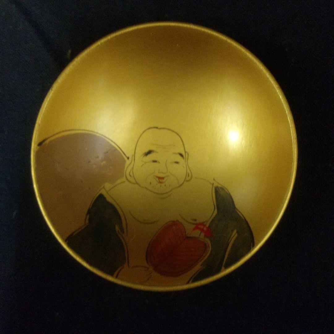 七福神 手描き 金箔木盃 縁起物