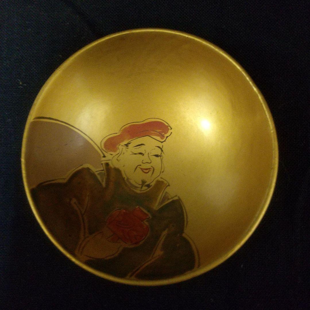 七福神 手描き 金箔木盃 縁起物