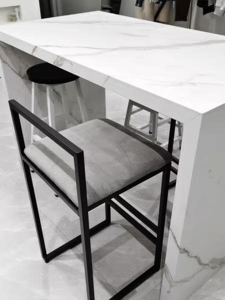 【2脚セット】座高75cm アイアン カウンターチェア ブラック 座面グレー