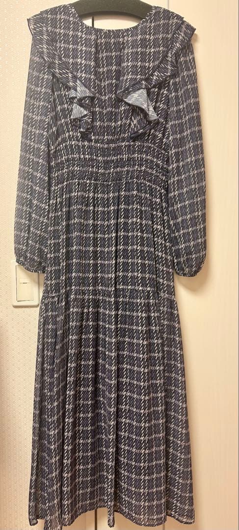 ジルバイジルスチュアート ツイード 風 ラッフル ワンピ ネイビー 紫 1度着用