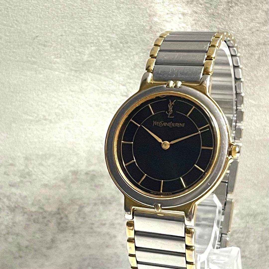 稼動品　YSL イヴサンローラン　コンビカラー　シャンパン　黒文字盤　腕時計