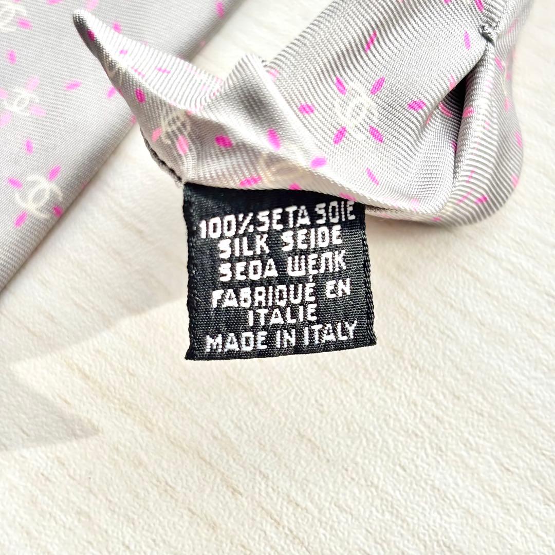 CHANEL シャネル CC ココマーク 花柄 シルク ネクタイ グレー