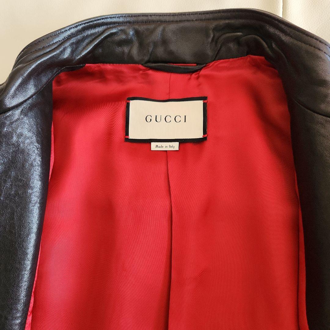 mofusand 。GUCCI ブラックレザー シングルライダース